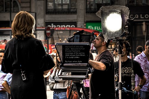 Téléprompteur en cours d'utilisation