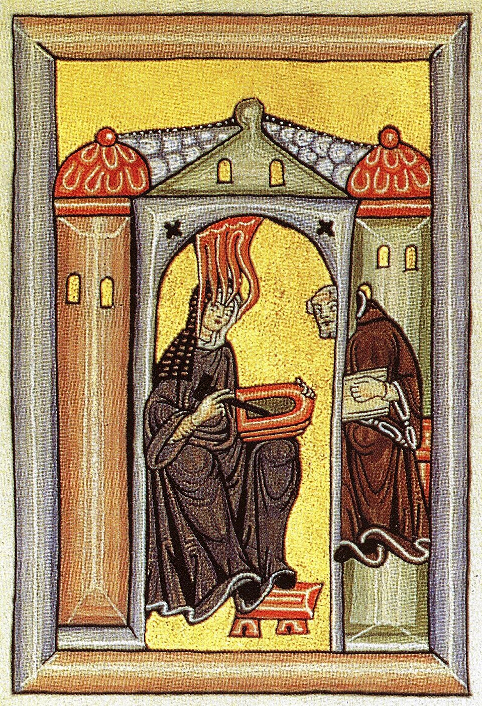 Hildegarde de Bingen, considérée par les érudits comme la fondatrice de l'histoire naturelle scientifique en Allemagne.