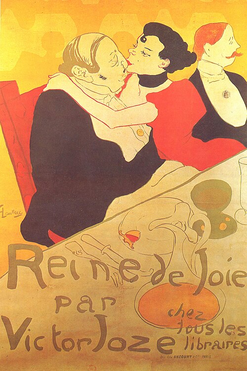Reine de joie, illustration de couverture de livre d'Henri de Toulouse-Lautrec (1892) sur une prostituée parisienne