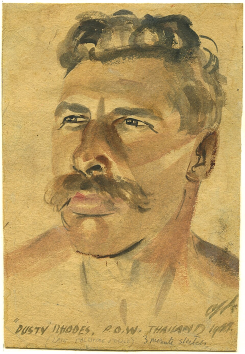 Croquis à l'aquarelle de « Dusty » Rhodes par Ashley George Old
