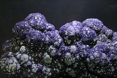 Azurite d'Arizona, collectée par le Dr John Hunter au 18e siècle, Hunterian Museum, Glasgow
