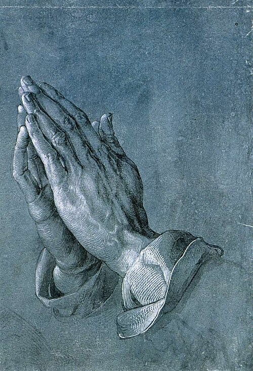 Mains en prière d'Albrecht Dürer, démontrant la dorsiflexion des mains.