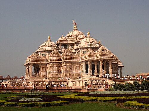 Temple Akshardham, un temple hindou à New Delhi, en Inde, construit en 2005.