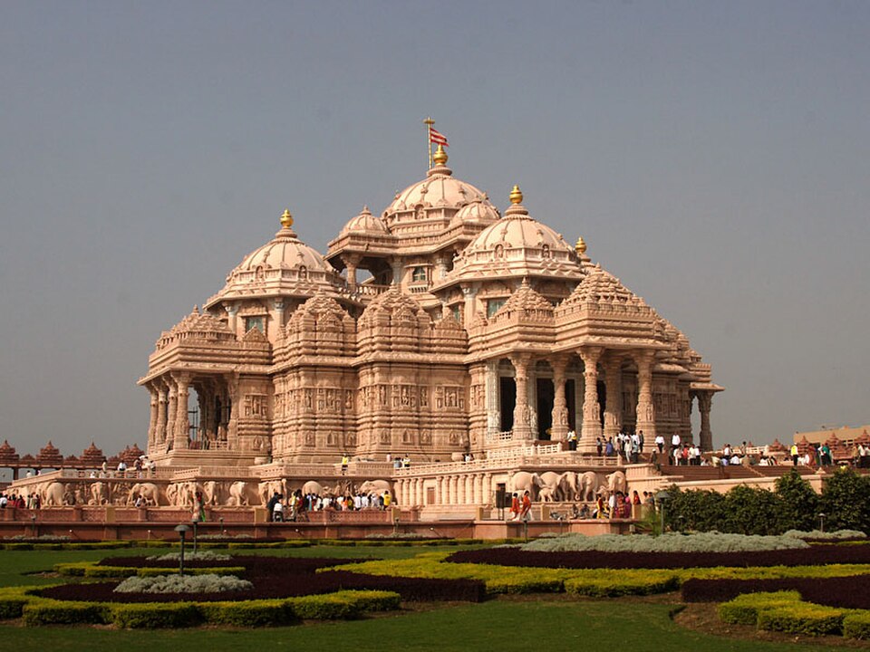 Temple Akshardham, un temple hindou à New Delhi, en Inde, construit en 2005.