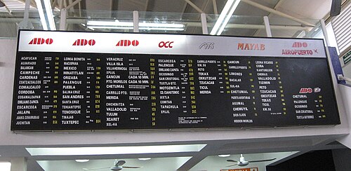 Horaires et prix sur écran imprimé, Playa del Carmen, Mexique