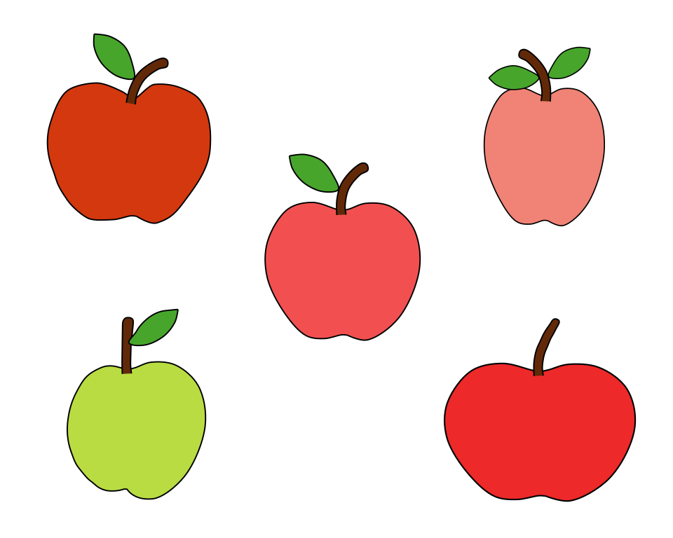 Diagramme montrant cinq pommes