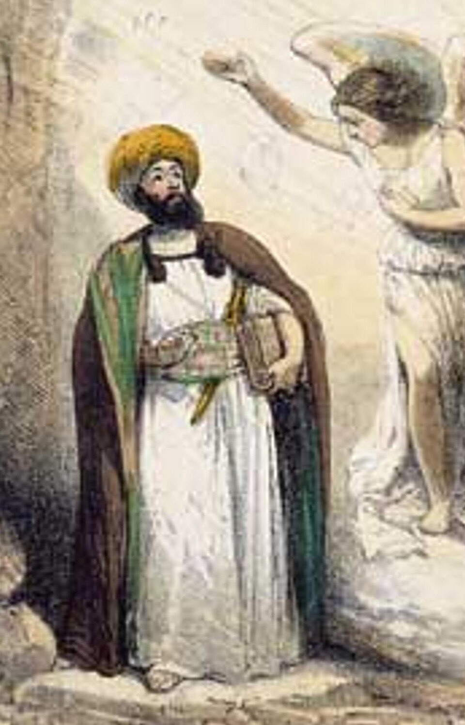 Die Berufung Mohammeds durch den Engel Gabriel de Theodor Hosemann, 1847 : Mahomet recevant les paroles de Dieu de Gabriel dans la grotte de Hira