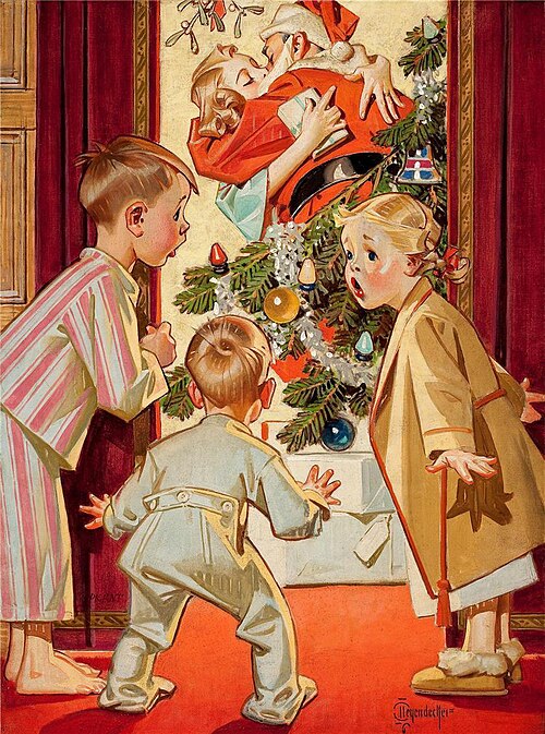 J'ai vu ma mère embrasser le Père Noël (1921) par JC Leyendecker