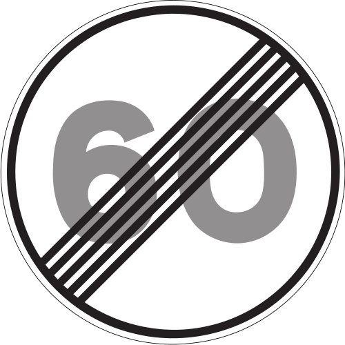 Panneau de déréglementation de la limite de vitesse maximale commune