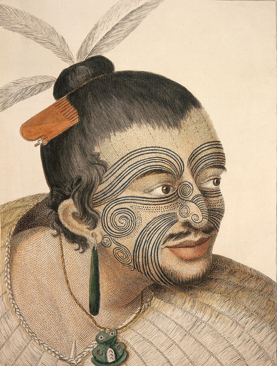 portrait d'un homme maori, avec un tatouage facial