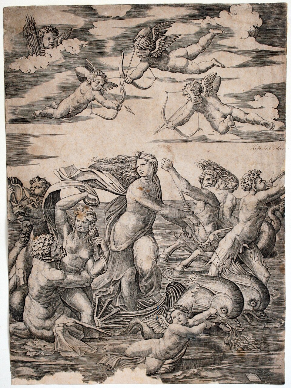 Galatée, gravure d'après la fresque de la Villa Farnesina
