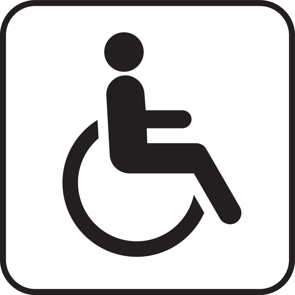 Icône stylisée d'une personne en fauteuil roulant