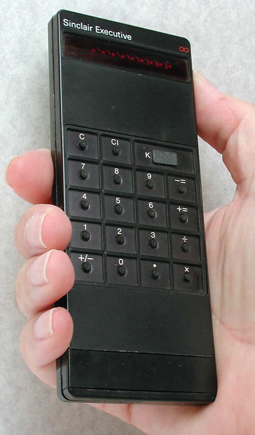 La calculatrice de poche Sinclair Executive 1972.