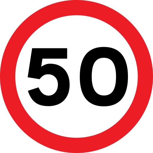 Panneau britannique pour 50 mph