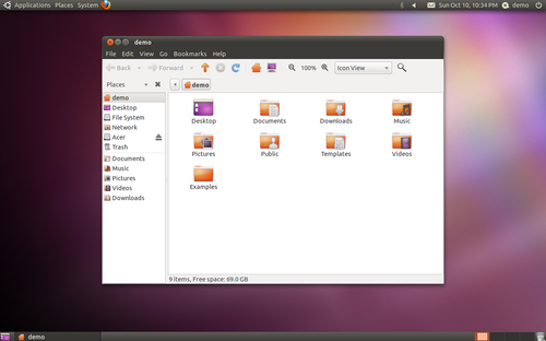 GNOME 2.30 sur Ubuntu 10.10 avec thème Ubuntu