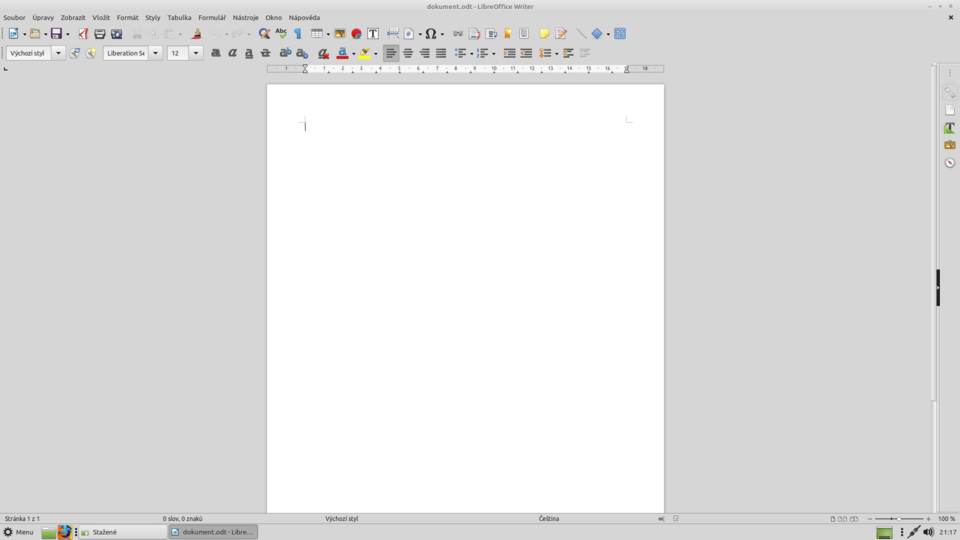 Capture d'écran du module Writer de LibreOffice.