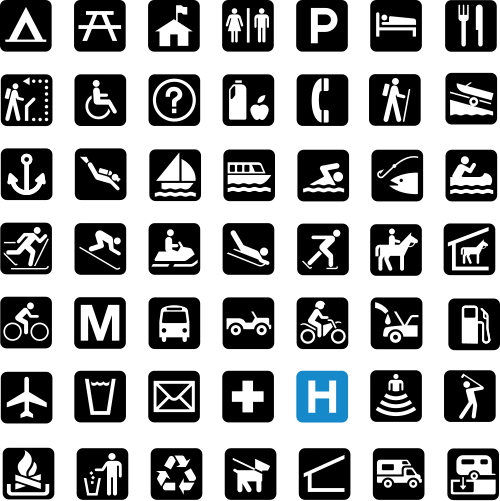 Exemples de pictogrammes du National Park Service