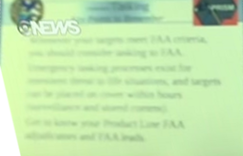 Attribution des tâches, points à retenir. Transcription du corps du texte : « Chaque fois que vos cibles répondent aux critères de la FAA, vous devriez envisager de demander à la FAA. Des processus d'attribution de tâches d'urgence existent pour les situations de menace [imminente/immédiate] pour la vie et les cibles peuvent être placées sur [illisible] en quelques heures (surveillance et communications enregistrées). Apprenez à connaître les arbitres de votre gamme de produits de la FAA et les responsables de la FAA. »