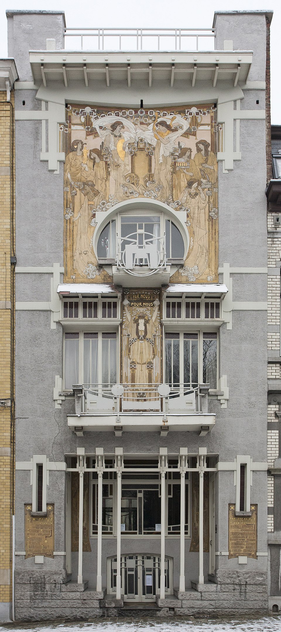Maison de l'architecte Paul Cauchie à Bruxelles, ornée de sgraffito (1905)