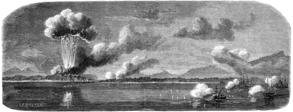 Bombardement de la citadelle d'An Hải et de la citadelle de Điện Hải par l'Alliance franco-espagnole.