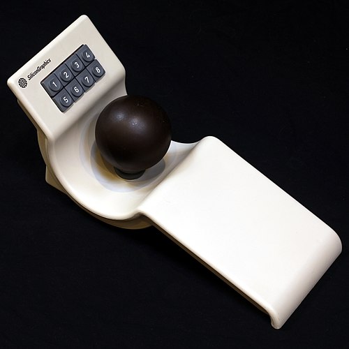 Silicon Graphics SpaceBall modèle 1003 (1988), permettant la manipulation d'objets avec six degrés de liberté