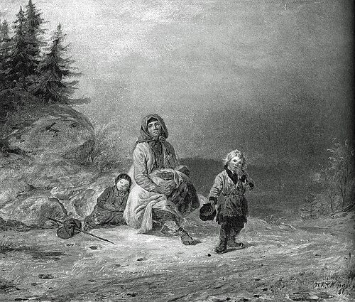 Famille de mendiants sur la route, par Robert Wilhelm Ekman, 1860