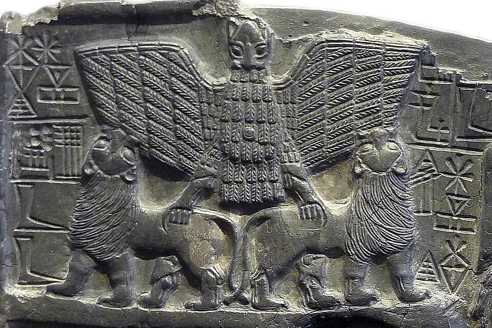 L'Anzû, symbole de Lagash, dans un motif de Maître des Animaux, à l'époque d'Entemena.