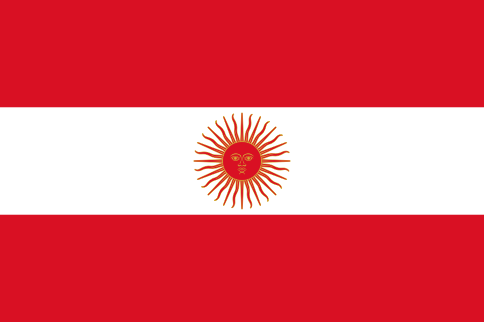 Deuxième version du drapeau du Pérou avec Inti