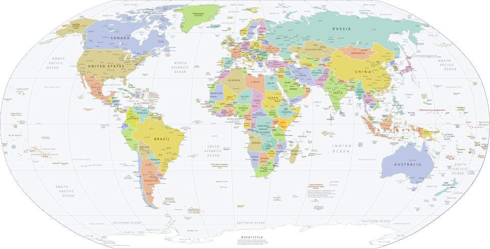 Une carte politique simplifiée du monde