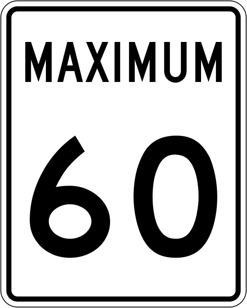 Canada (affiché en km/h; tous les panneaux de limitation de vitesse sont de style MUTCD)