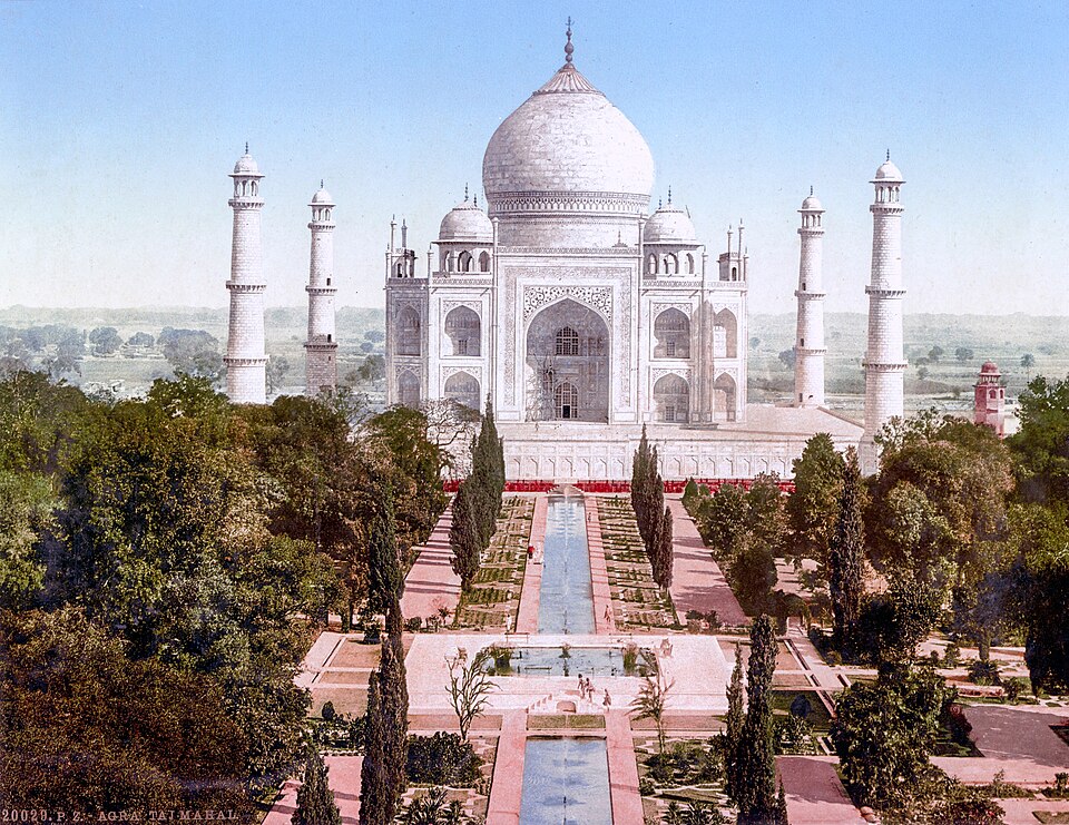 Photochromie du Taj Mahal à Agra, Inde, vers 1890-1900