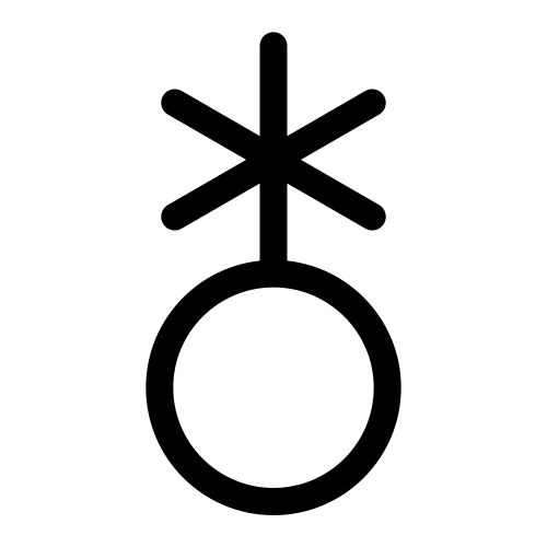 Symbole féminin à l'envers avec un x au lieu d'une croix.