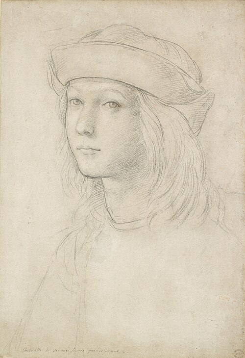 Dessin d'autoportrait probable de Raphaël à l'adolescence